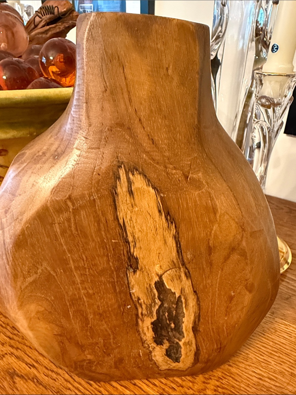 Handcrafted wooden vase